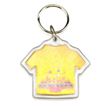 Wholesale T-shirt shape photo frame acrylic hotel charm keychain laser cut With custom logo